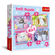 Trefl 4in1 Jigsaw Puzzle Fun Cats Print, DIY Puzzle, Creative Fun, Classic Jigsaw for Adults and Children from 4 Years Old