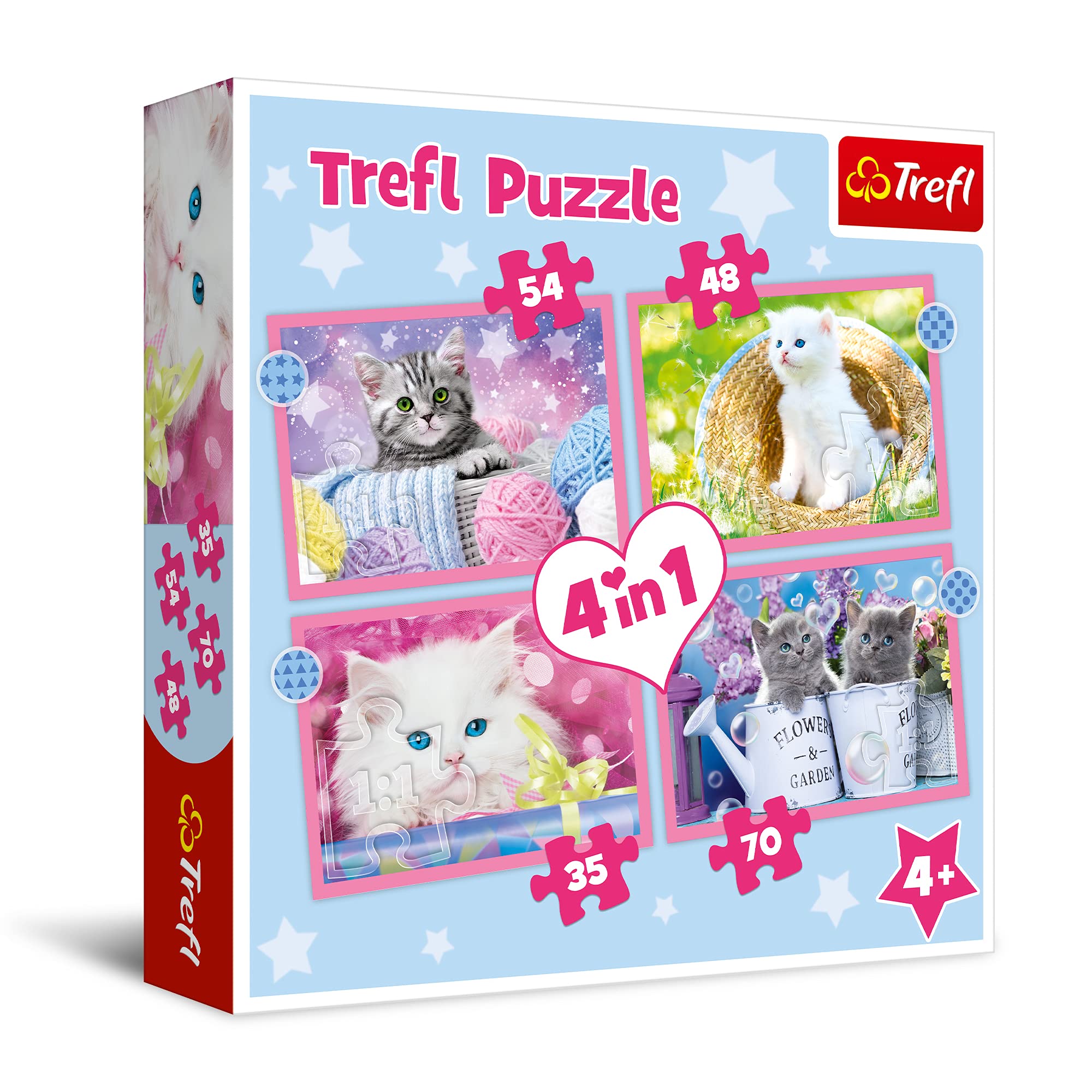 Trefl 4in1 Jigsaw Puzzle Fun Cats Print, DIY Puzzle, Creative Fun, Classic Jigsaw for Adults and Children from 4 Years Old