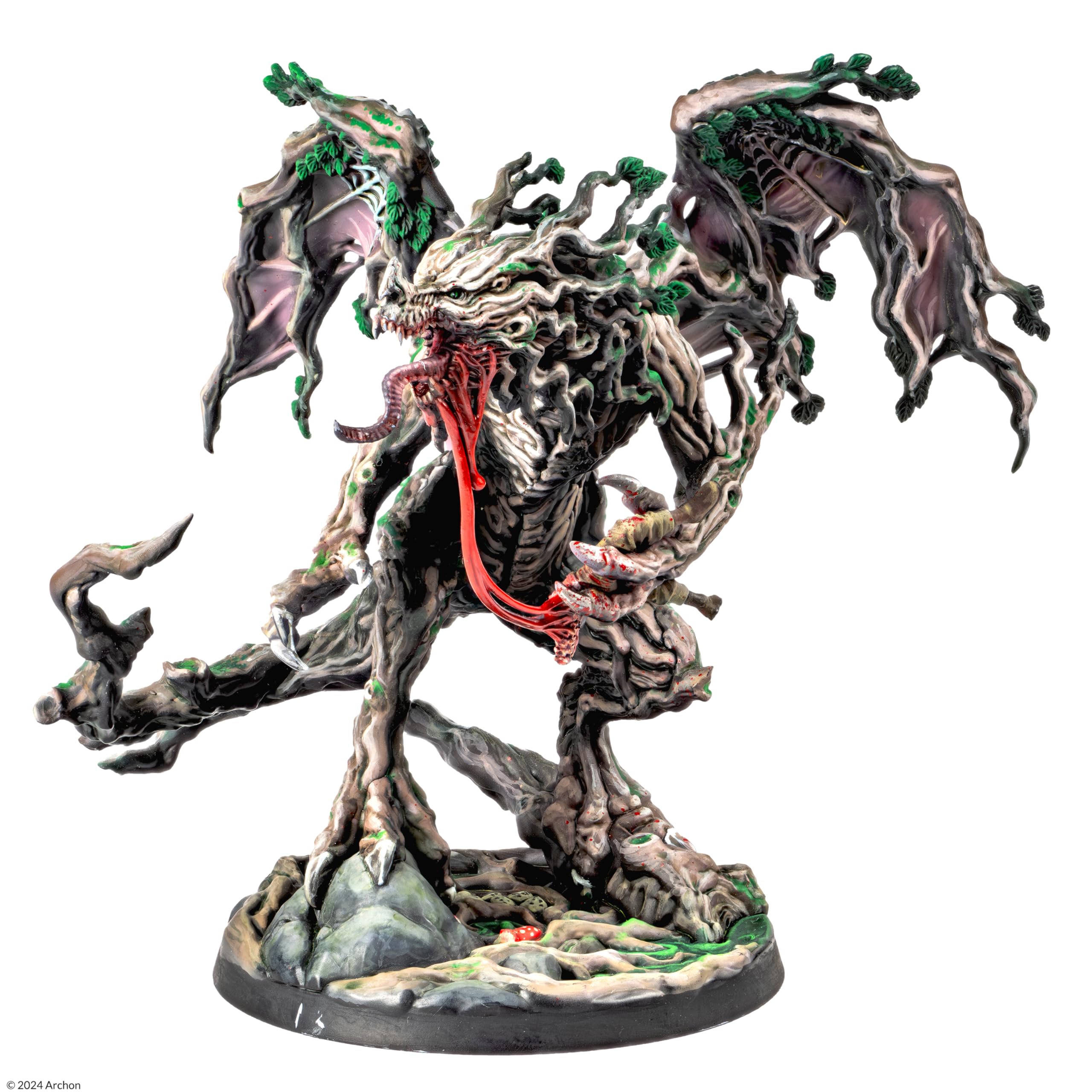 Dungeons & Lasers: Mimic Dragon Miniature Figure - Tall 5" Height with Scenic Base - 5E Compatible for use with DND and Tabletop RPG Games - Highly Detailed and Unpainted