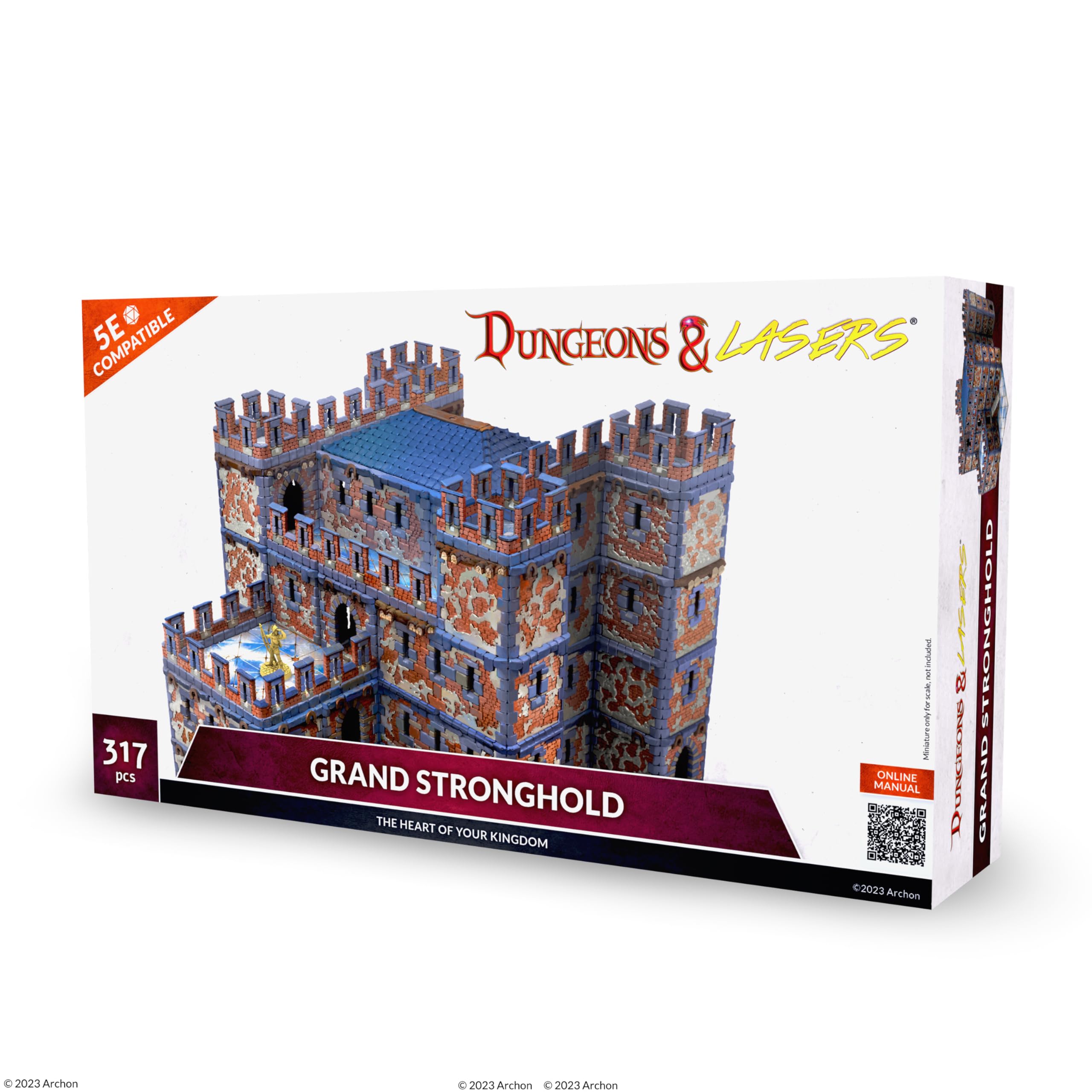Dungeons & Lasers: Grand Stronghold Terrain Set for DND and Tabletop RPG Games - 5E Compatible for 28mm - 32mm Scale Miniatures - 317 Pieces - Modular Design for Quick Assembly - from Archon Studio