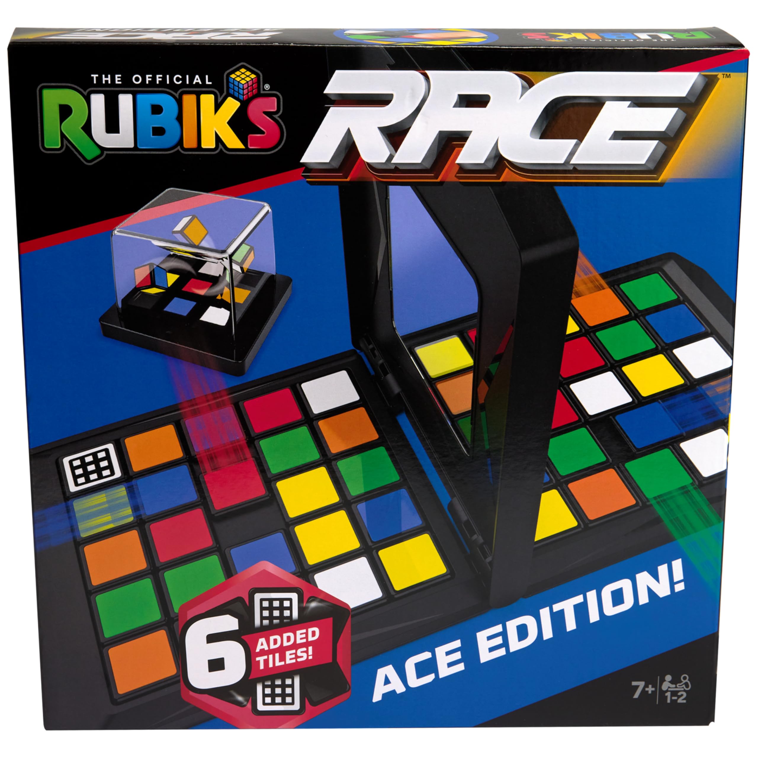 Rubik’s Cube, Rubik's Race, Ace Edition, Classic Fast-Paced Puzzle Strategy Sequence Board Game, Problem-Solving Brain Teaser, Color-Matching Game, 2 Players, Amazon Exclusive, for Ages 8 & Up