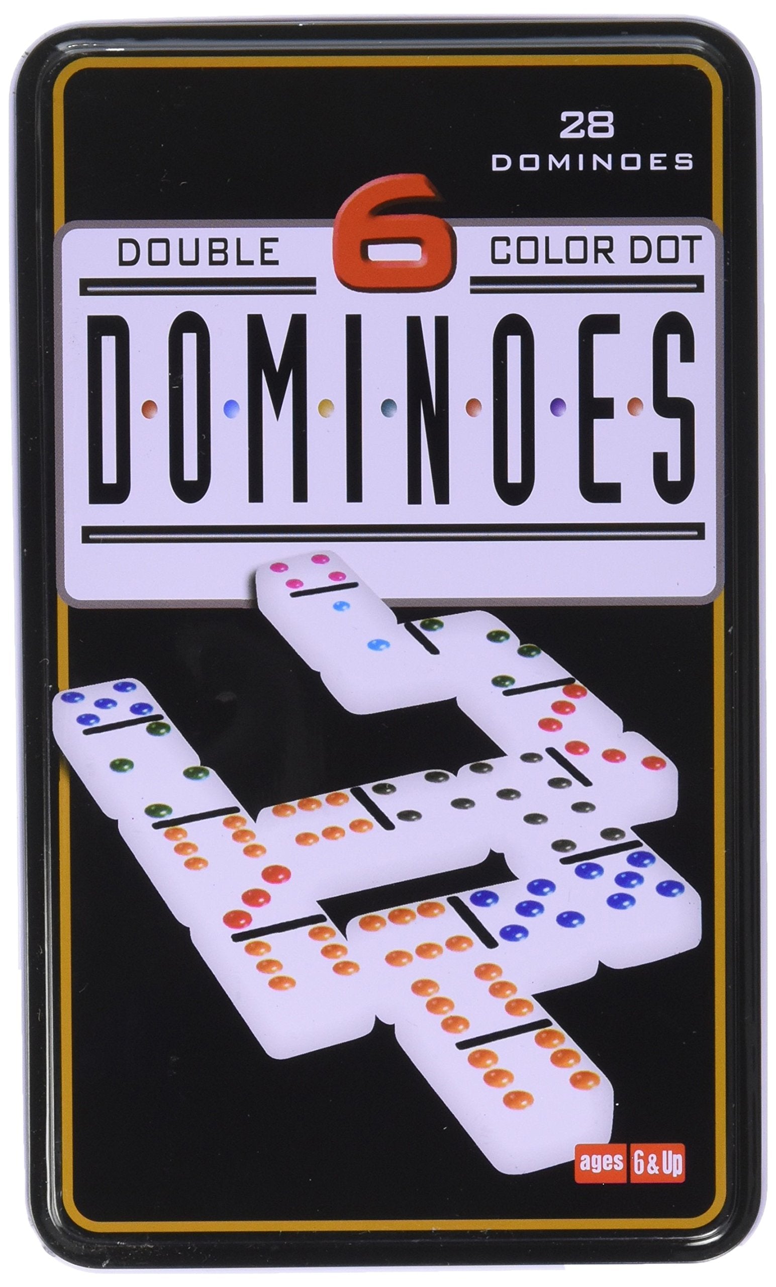 Double 6 Dominoes in Tin Action Game, One Color