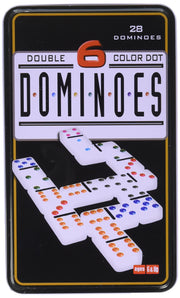 Double 6 Dominoes in Tin Action Game, One Color