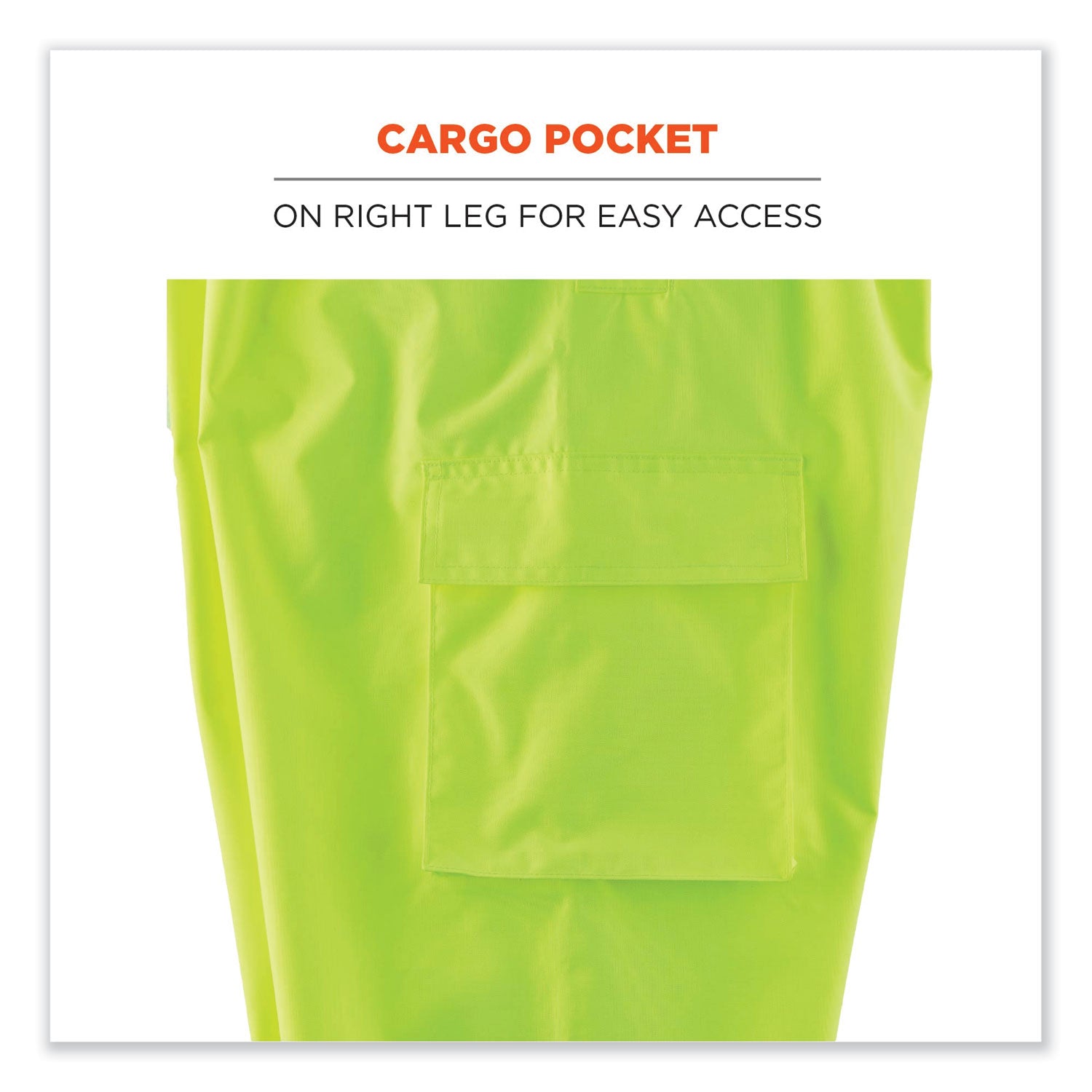 Ergodyne 8918BK Class E Bottom Rain Bibs - Bib Overall - Small - Lime - 300D Oxford Polyester, Polyurethane
