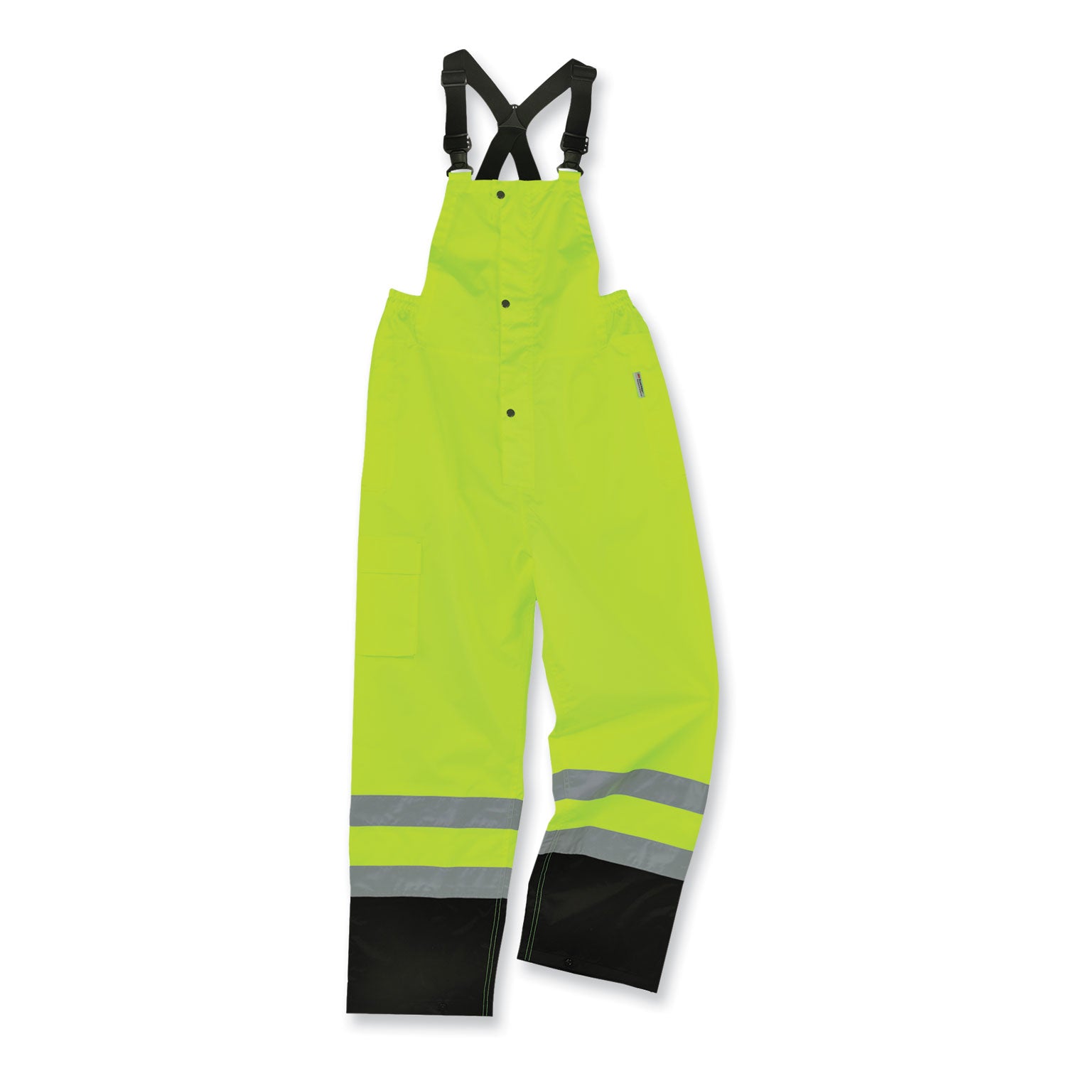 Ergodyne 8918BK Class E Bottom Rain Bibs - Bib Overall - X-Large - Lime - 300D Oxford Polyester, Polyurethane