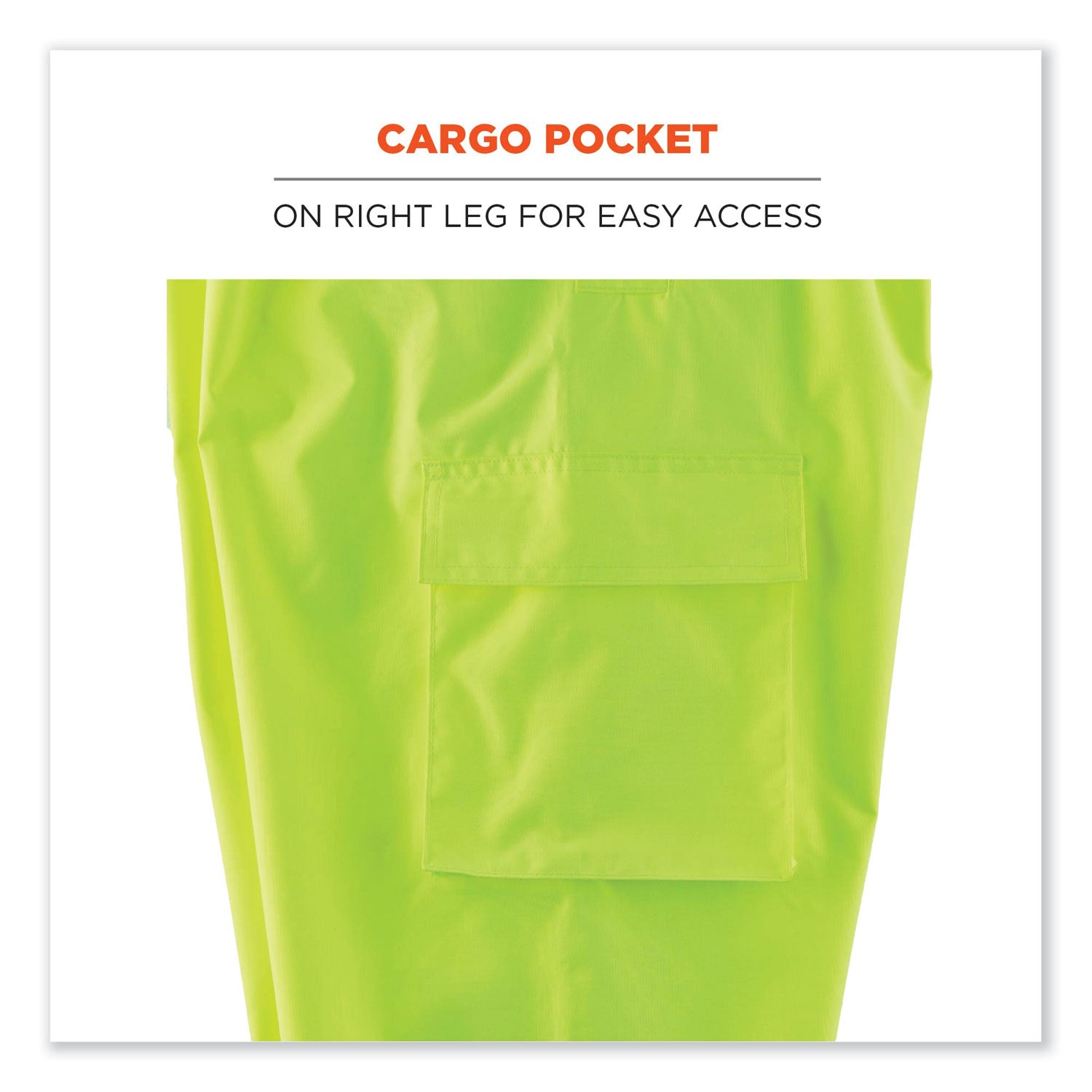 Ergodyne 8918BK Class E Bottom Rain Bibs - Bib Overall - 3XL - Lime - 300D Oxford Polyester, Polyurethane