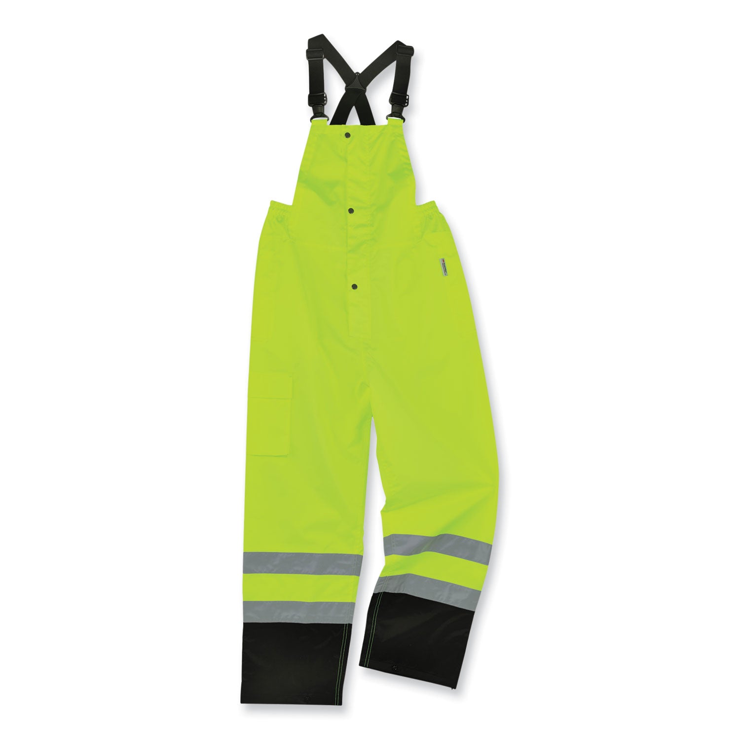 Ergodyne 8918BK Class E Bottom Rain Bibs - Bib Overall - 3XL - Lime - 300D Oxford Polyester, Polyurethane
