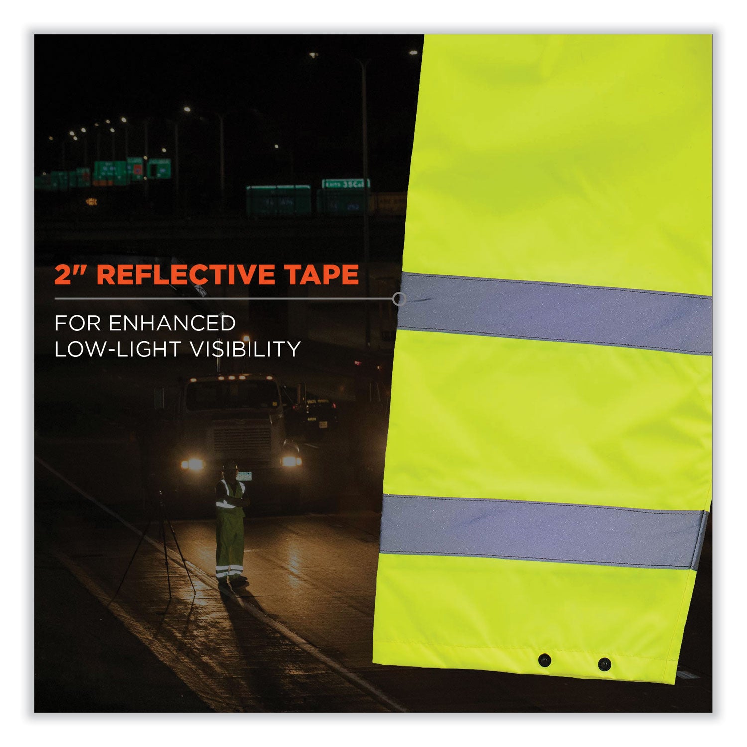 Ergodyne 8916 Lightweight Hi-Vis Rain Pants - Class E - For Rain Protection - Small (S) Size - Lime - Polyurethane, 150D Oxford Polyester