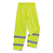 Ergodyne 8916 Lightweight Hi-Vis Rain Pants - Class E - For Rain Protection - Large (L) Size - Lime - Polyurethane, 150D Oxford Polyester