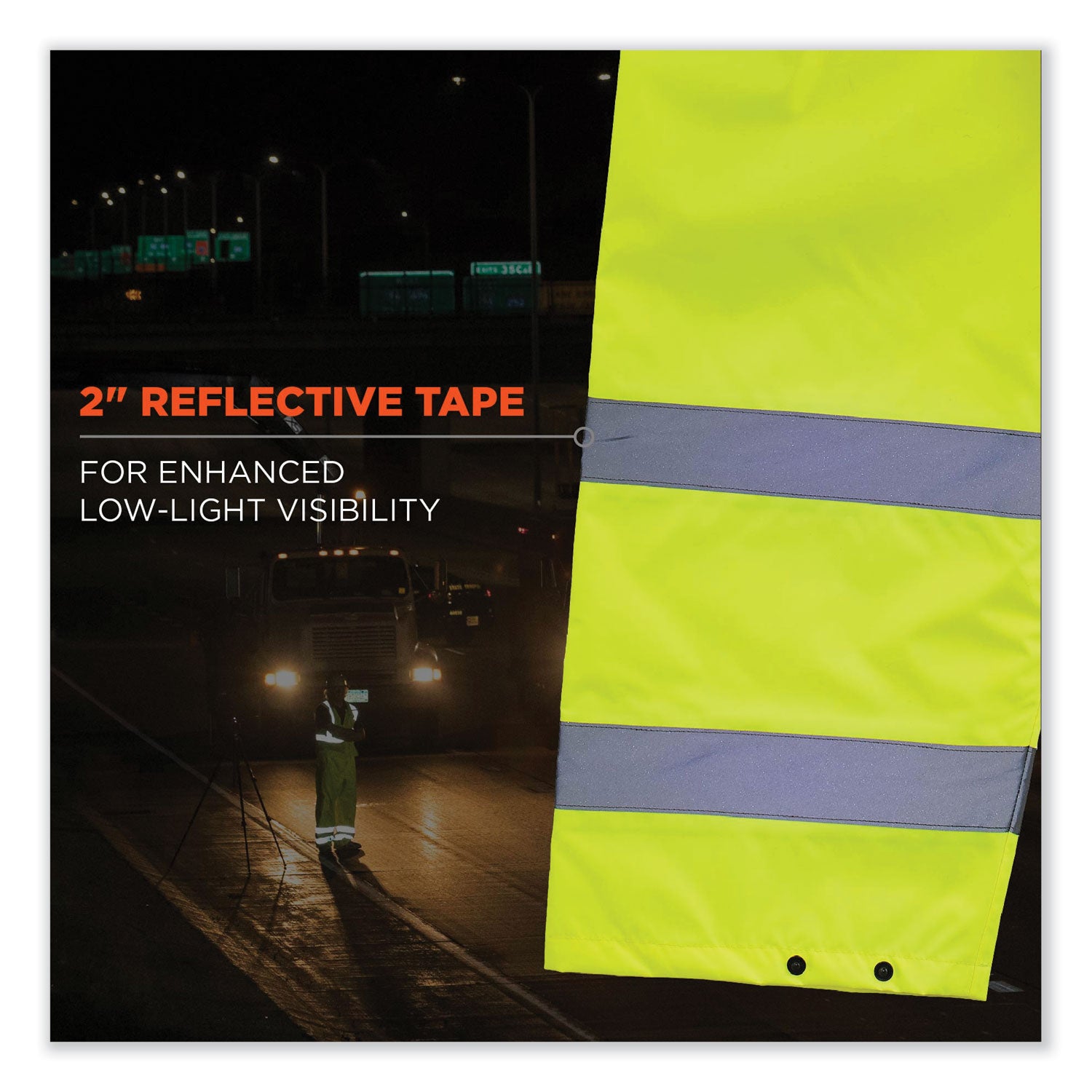 Ergodyne 8916 Lightweight Hi-Vis Rain Pants - Class E - For Rain Protection - Extra Large (XL) Size - Lime - Polyurethane, 150D Oxford Polyester