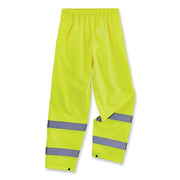 Ergodyne 8916 Lightweight Hi-Vis Rain Pants - Class E - For Rain Protection - Extra Large (XL) Size - Lime - Polyurethane, 150D Oxford Polyester
