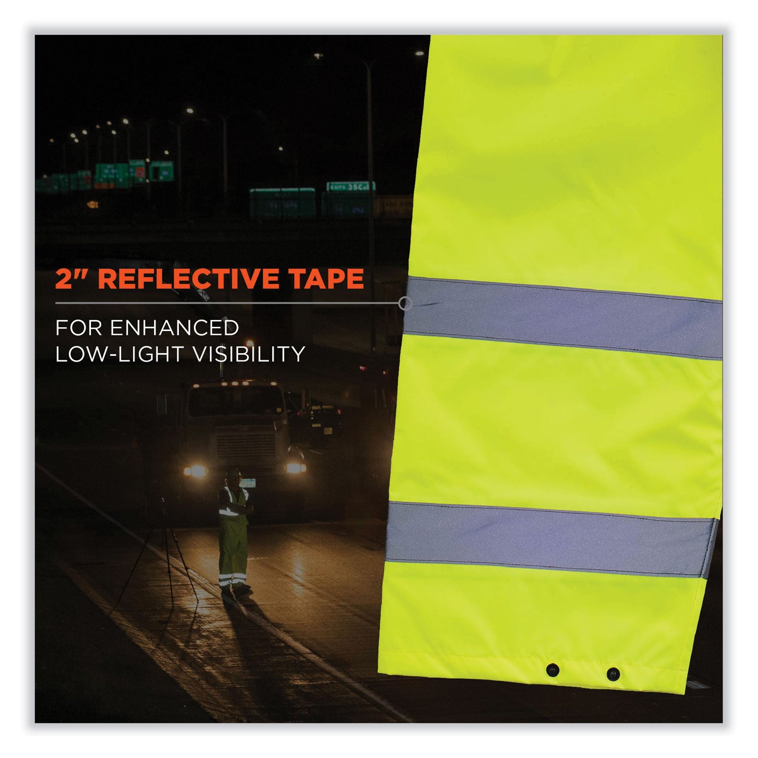 Ergodyne 8916 Lightweight Hi-Vis Rain Pants - Class E - For Rain Protection - 2-Xtra Large Size - Lime - Polyurethane, 150D Oxford Polyester