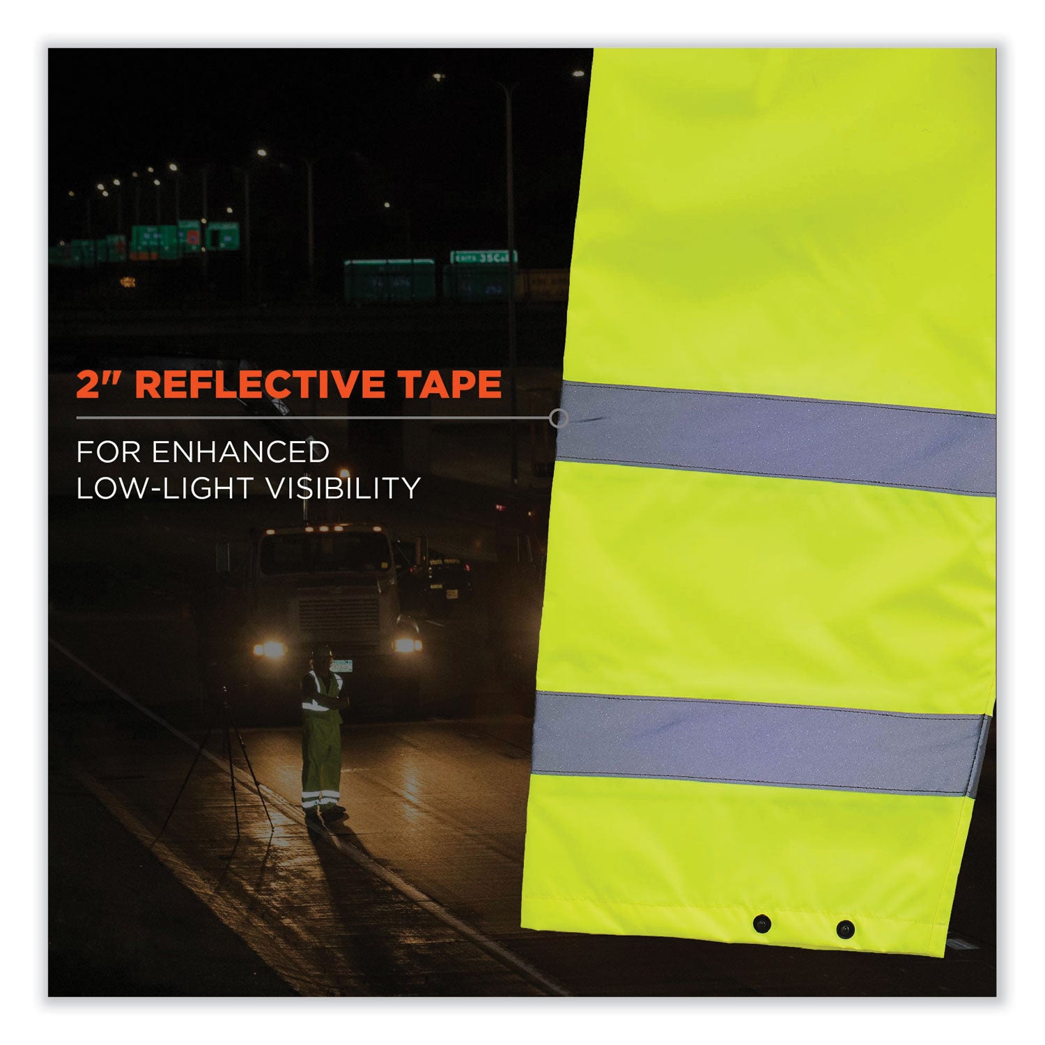 Ergodyne 8916 Lightweight Hi-Vis Rain Pants - Class E - For Rain Protection - 3-Xtra Large Size - Lime - Polyurethane, 150D Oxford Polyester