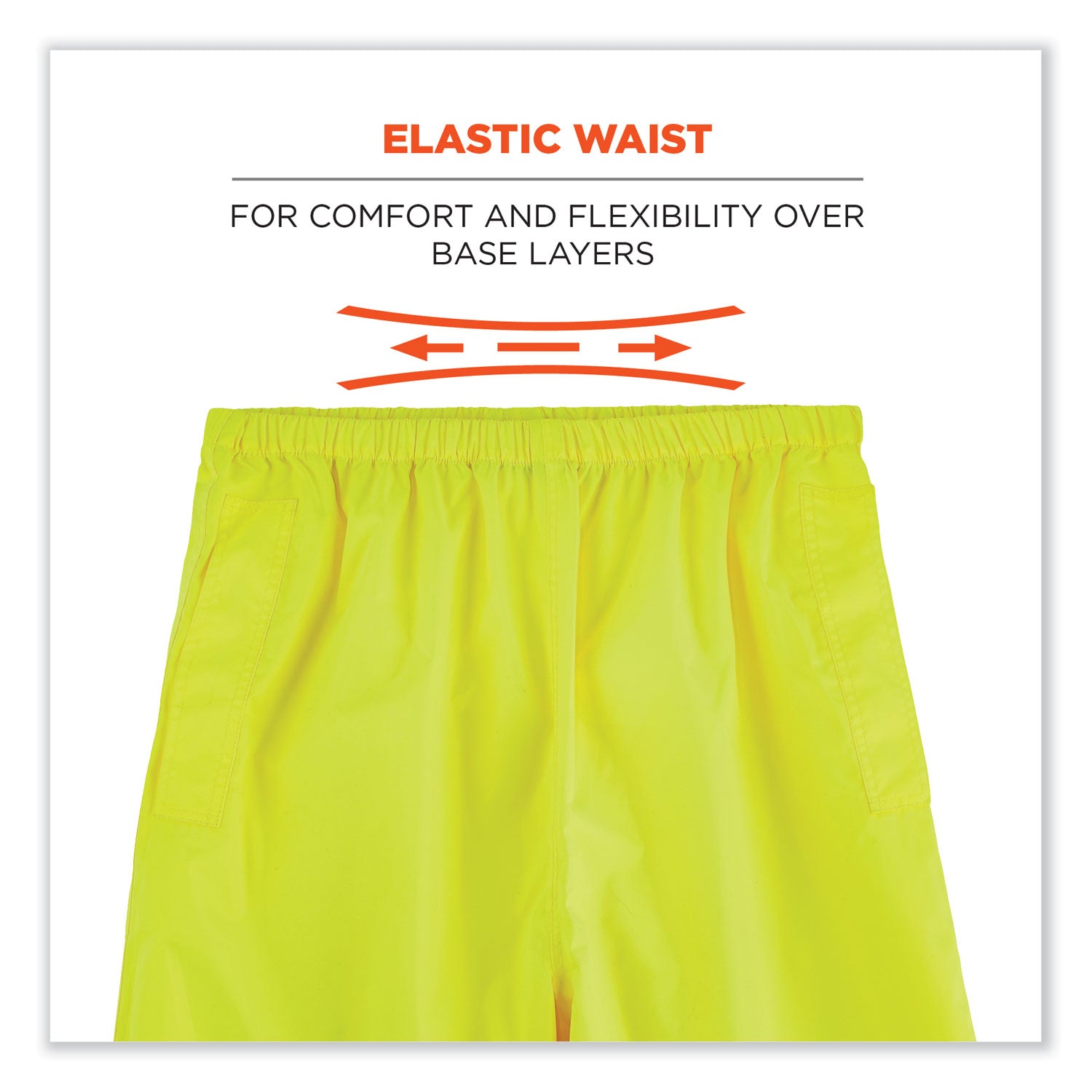 Ergodyne 8916 Lightweight Hi-Vis Rain Pants - Class E - For Rain Protection - 4XL Size - Lime - Polyurethane, 150D Oxford Polyester