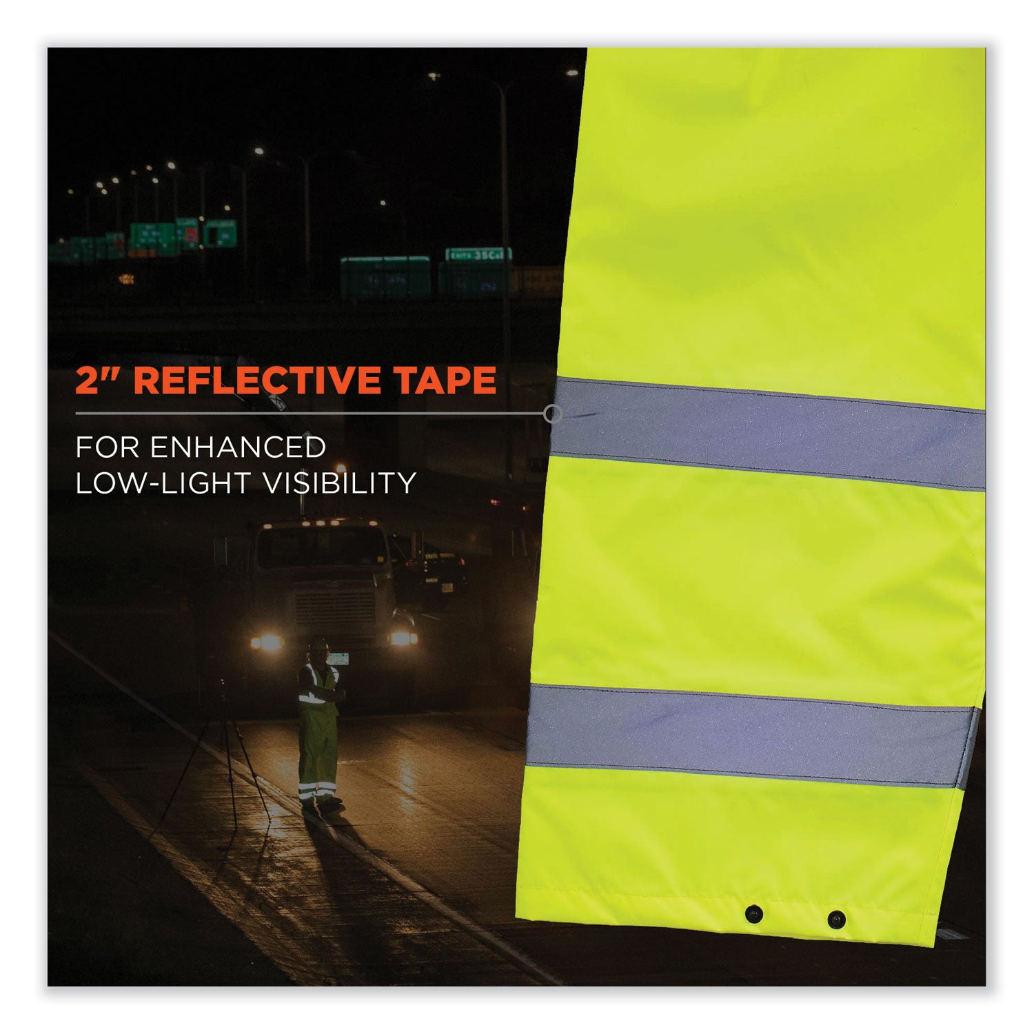 Ergodyne 8916 Lightweight Hi-Vis Rain Pants - Class E - For Rain Protection - 4XL Size - Lime - Polyurethane, 150D Oxford Polyester