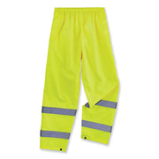 Ergodyne 8916 Lightweight Hi-Vis Rain Pants - Class E - For Rain Protection - 5XL Size - Lime - Polyurethane, 150D Oxford Polyester