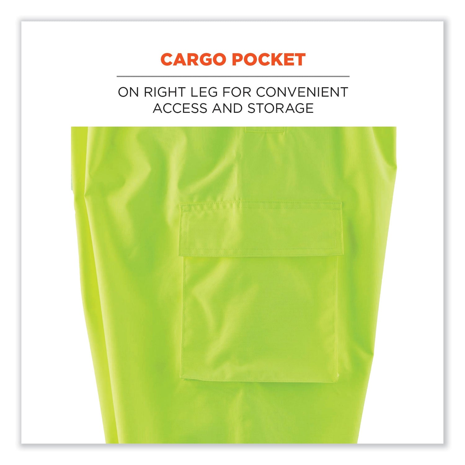 Ergodyne 8915BK Class E Bottom Rain Pants - For Rain Protection - Medium (M) Size - Lime - 300D Oxford Polyester, Polyurethane, Polyester Mesh