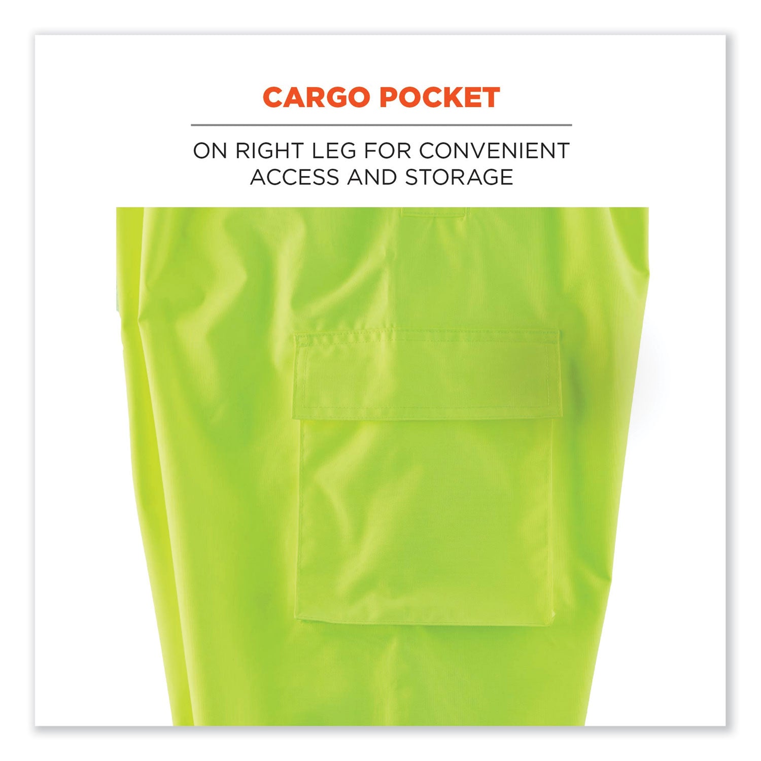 Ergodyne 8915BK Class E Bottom Rain Pants - For Rain Protection - Large (L) Size - Lime - 300D Oxford Polyester, Polyurethane, Polyester Mesh