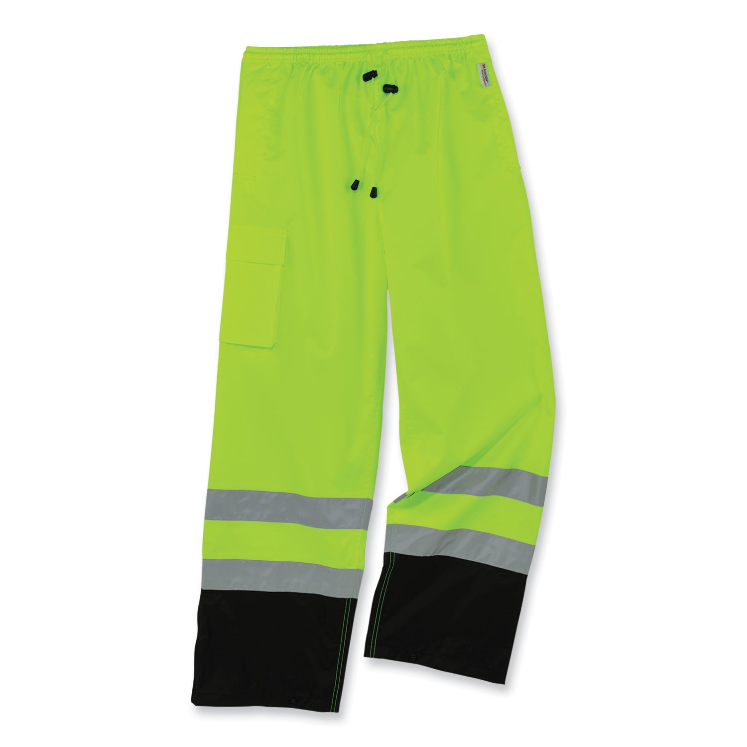Ergodyne 8915BK Class E Bottom Rain Pants - For Rain Protection - Extra Large (XL) Size - Lime - 300D Oxford Polyester, Polyurethane, Polyester Mesh