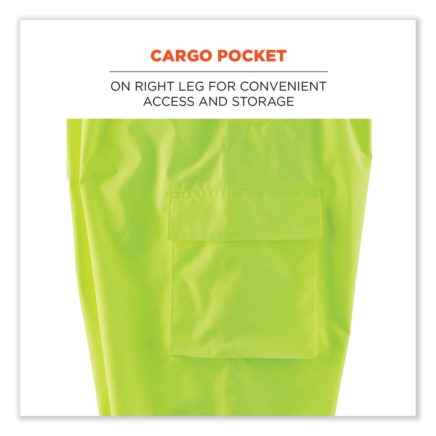 Ergodyne 8915BK Class E Bottom Rain Pants - For Rain Protection - 4XL Size - Lime - 300D Oxford Polyester, Polyurethane, Polyester Mesh