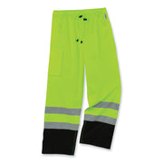 Ergodyne 8915BK Class E Bottom Rain Pants - For Rain Protection - 5XL Size - Lime - 300D Oxford Polyester, Polyurethane, Polyester Mesh