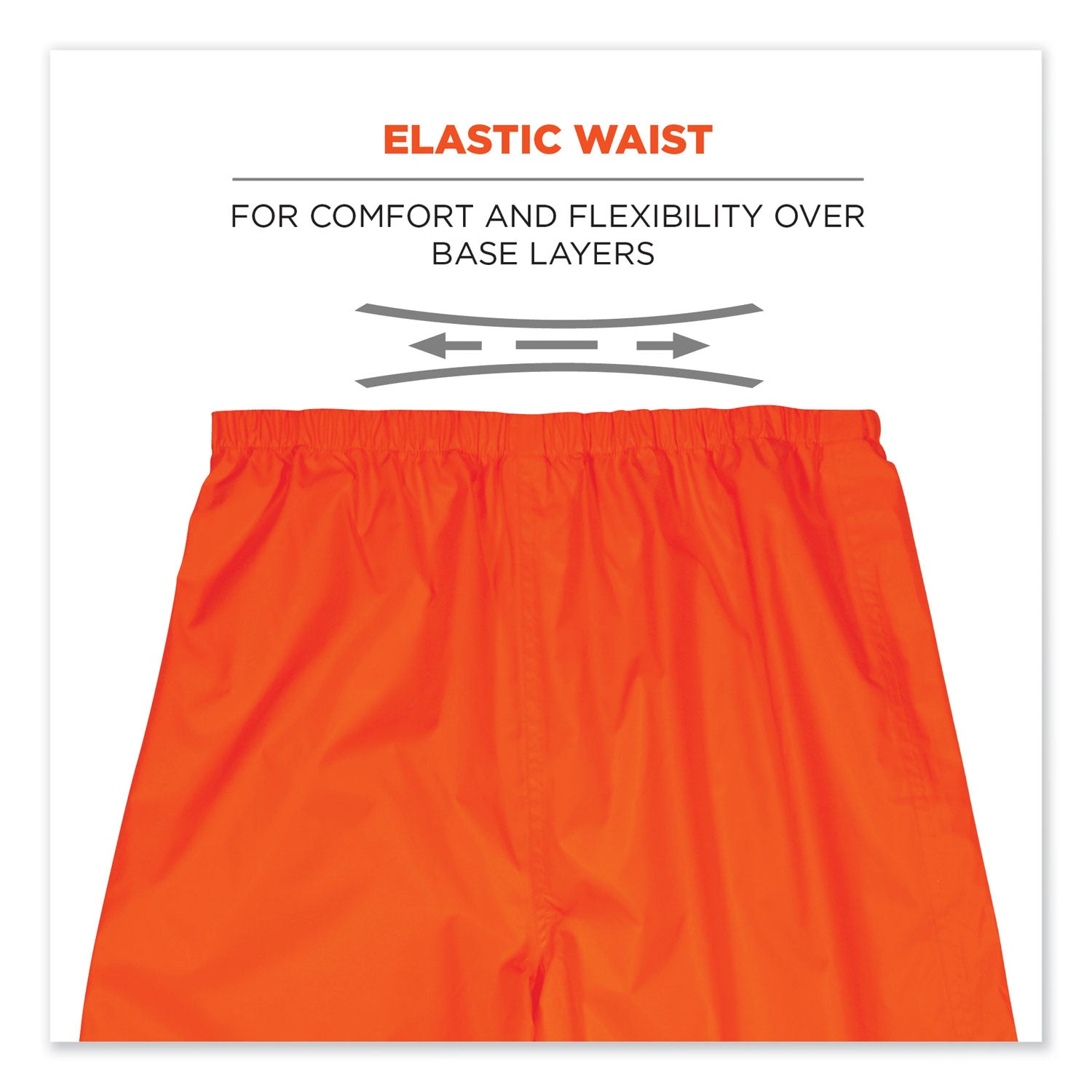 Ergodyne 8916 Lightweight Hi-Vis Rain Pants - Class E - For Rain Protection - Extra Large (XL) Size - Orange - Polyurethane, 150D Oxford Polyester