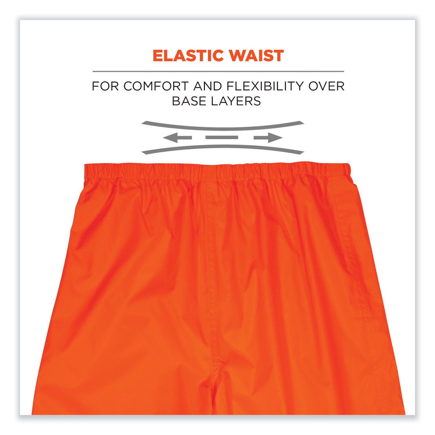 Ergodyne 8916 Lightweight Hi-Vis Rain Pants - Class E - For Rain Protection - 3-Xtra Large Size - Orange - Polyurethane, 150D Oxford Polyester