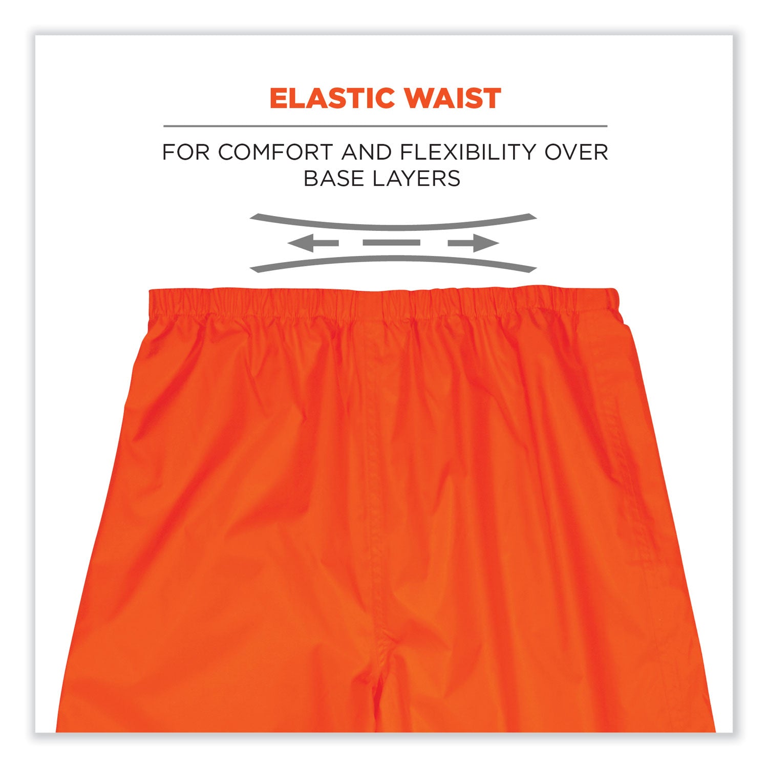 Ergodyne 8916 Lightweight Hi-Vis Rain Pants - Class E - For Rain Protection - 4XL Size - Orange - Polyurethane, 150D Oxford Polyester
