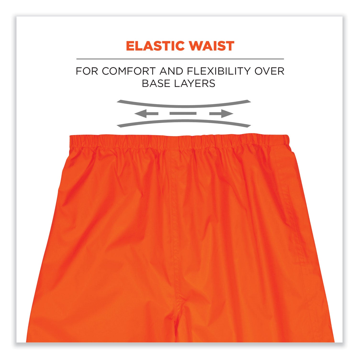 Ergodyne 8916 Lightweight Hi-Vis Rain Pants - Class E - For Rain Protection - 5XL Size - Orange - Polyurethane, 150D Oxford Polyester