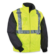 Ergodyne 8287 Type R Class 2 Hi-Vis Jacket with Removable Sleeves, Small, Lime, Zipper Closure, Polyurethane, Machine Washable, Wind and Water Resistant, Reflective, Durable, Pocket, Badge Holder, 1 Each