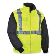 Ergodyne 8287 Type R Class 2 Hi-Vis Jacket with Removable Sleeves, Medium, Lime, Zipper Closure, Polyurethane, Machine Washable, Wind and Water Resistant, Reflective, Badge Holder, 1 Each