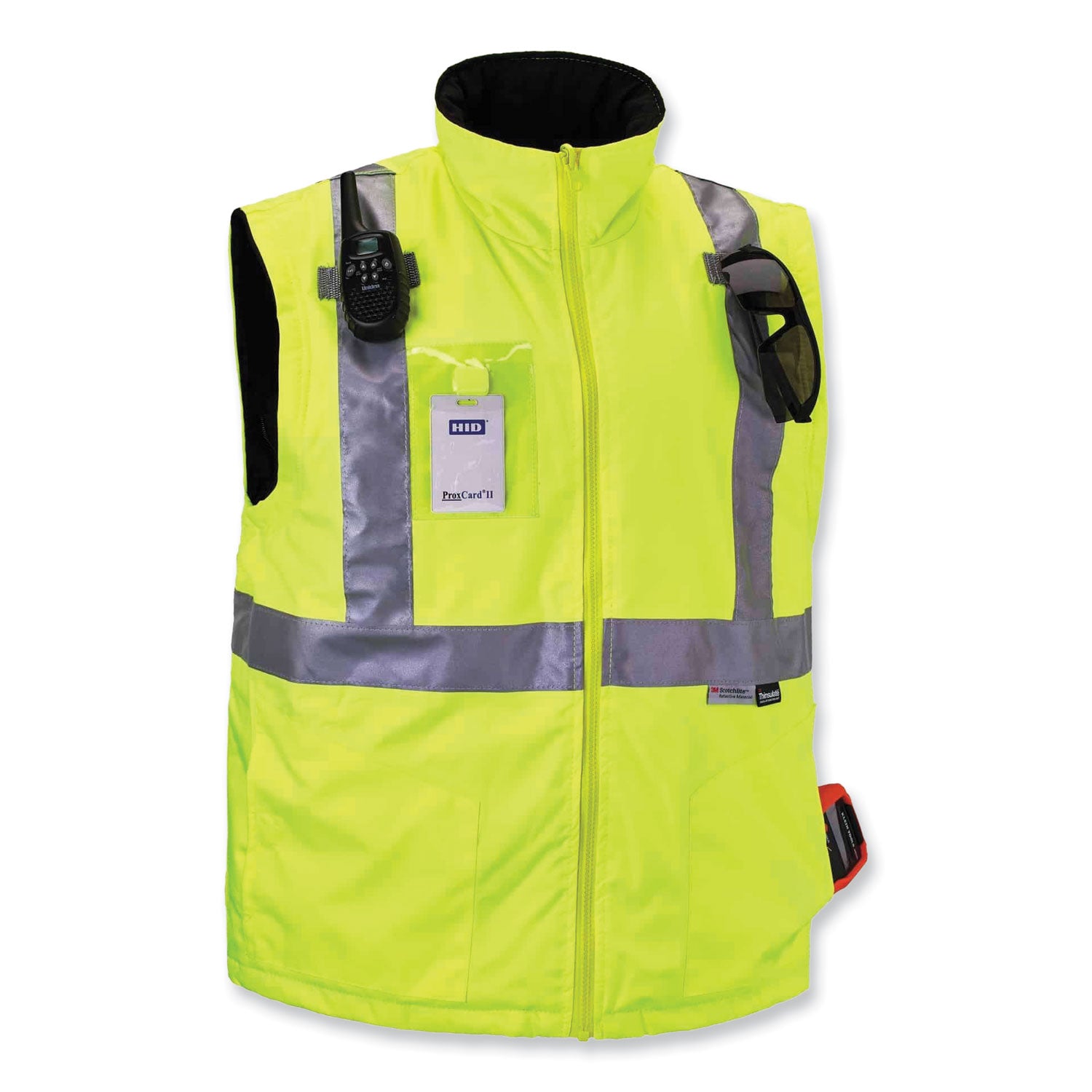 Ergodyne 8287 Type R Class 2 Hi-Vis Jacket with Removable Sleeves, Large, Lime, Zipper Closure, Reflective, Water and Wind Resistant, Machine Washable, 1 Each