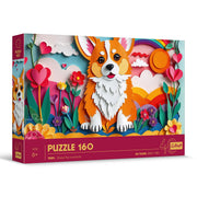 Trefl - 3D Effect Puzzle, Dog - 160 Pieces - Trefl’s 40th Anniversary, Colourful Puzzles with Animals, for Children Aged 6 and Older