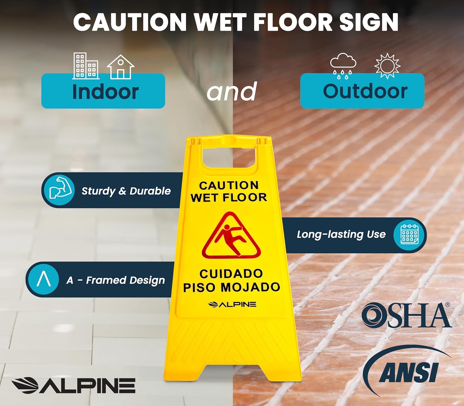 24" Caution Wet Floor Sign