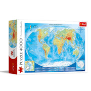 Trefl Large Physical map of The World 4000 Piece Jigsaw Puzzle Red 54"x38" Print, DIY Puzzle, Creative Fun, Classic Puzzle for Adults and Children from 15 Years Old