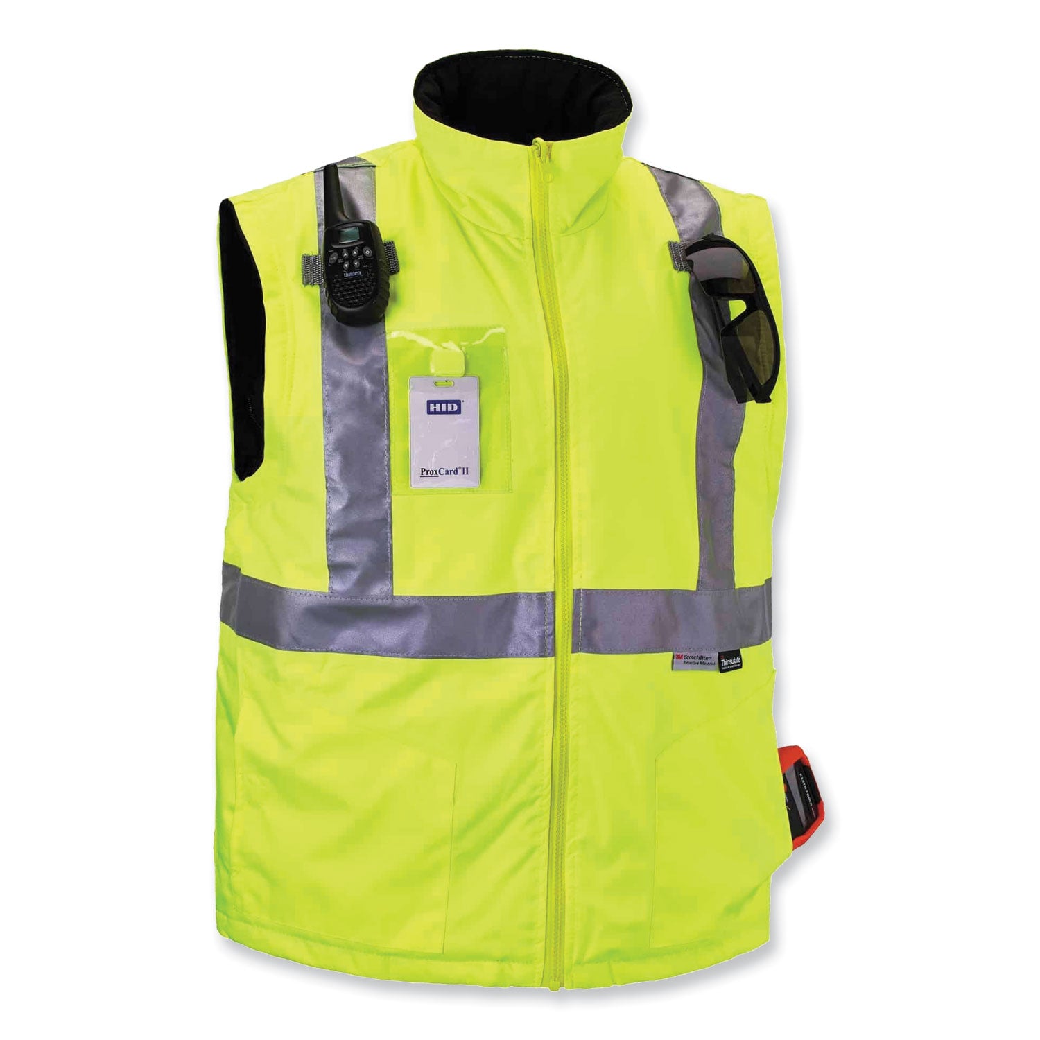 Ergodyne GloWear 8287 Type R Class 2 Hi-Vis Jacket with Removable Sleeves, 3XL, Lime, Zipper Closure, Reflective, Wind & Water Resistant, Machine Washable, 1 Each
