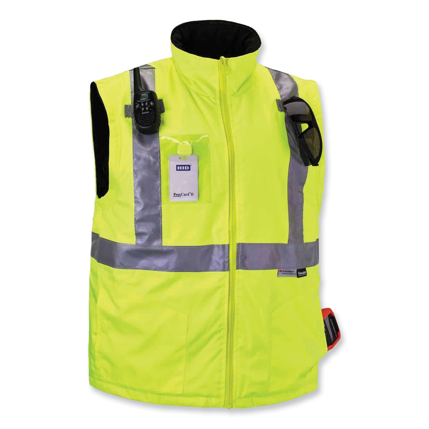 Ergodyne 8287 Type R Class 2 Hi-Vis Jacket with Removable Sleeves, 5X-Large, Lime, Zipper Closure, Polyurethane, Machine Washable, Wind and Water Resistant, Reflective, Badge Holder, 1 Each