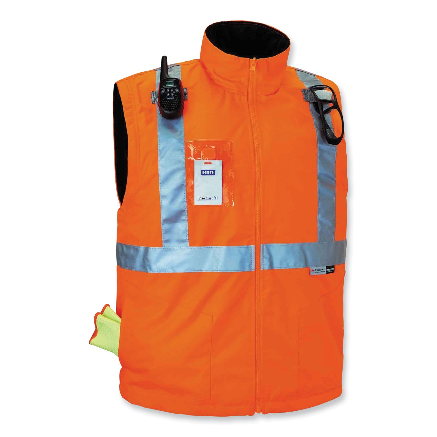 Ergodyne 8287 Type R Class 2 Hi-Vis Jacket with Removable Sleeves, 3X-Large, Orange, Zipper Closure, Polyurethane, Machine Washable, Wind and Water Resistant, Reflective, Badge Holder, 1 Each