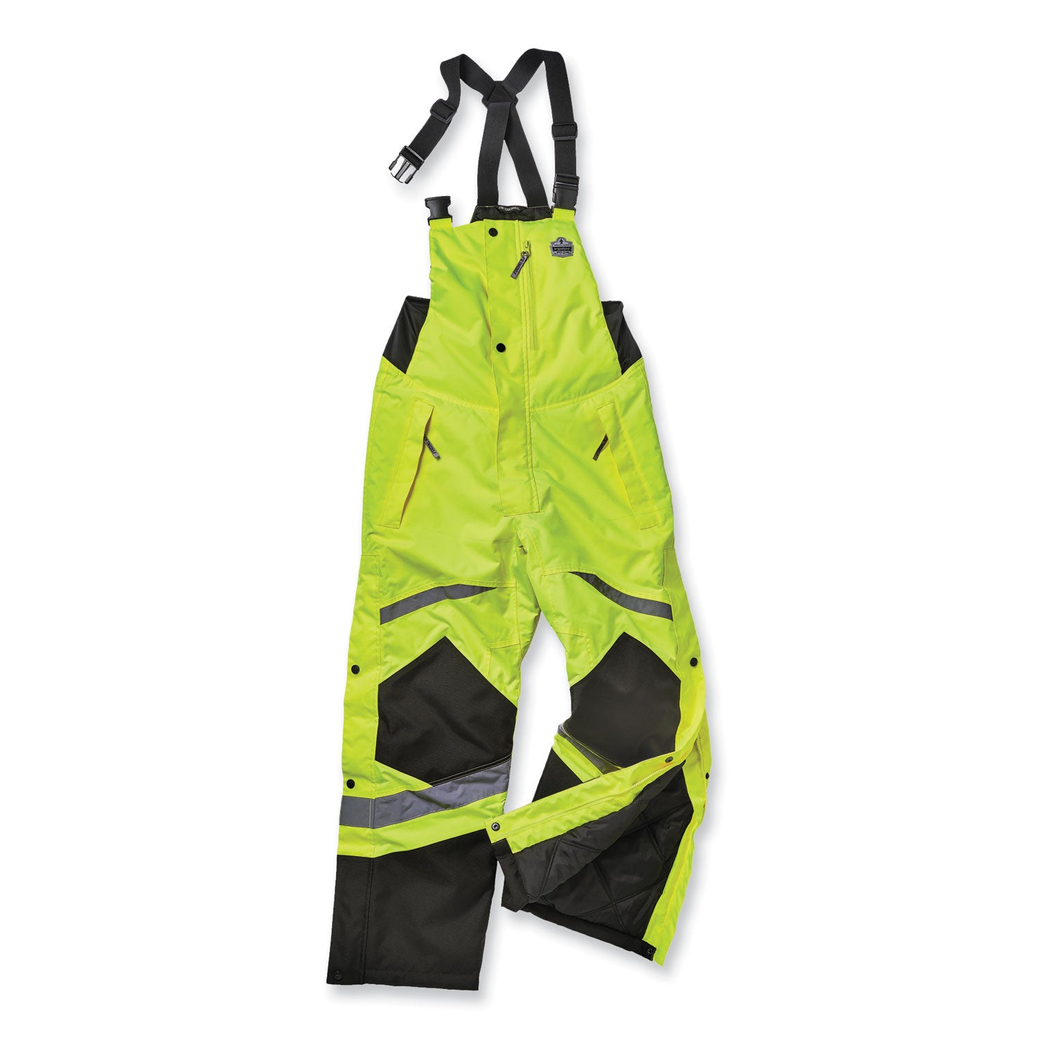 Ergodyne 8928 Class E Insulated Bibs - Bib Overall - X-Large - Lime - Polyurethane, 300D Oxford Polyester