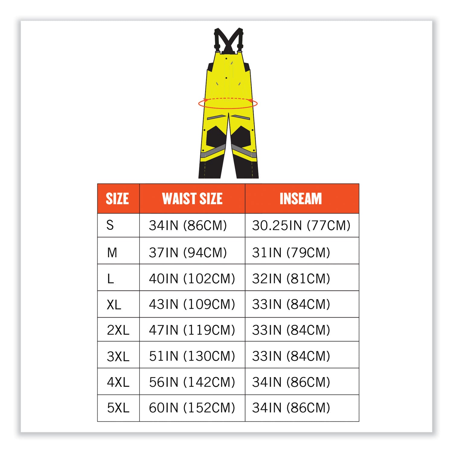 Ergodyne 8928 Class E Insulated Bibs - Bib Overall - XX-Large - Lime - Polyurethane, 300D Oxford Polyester