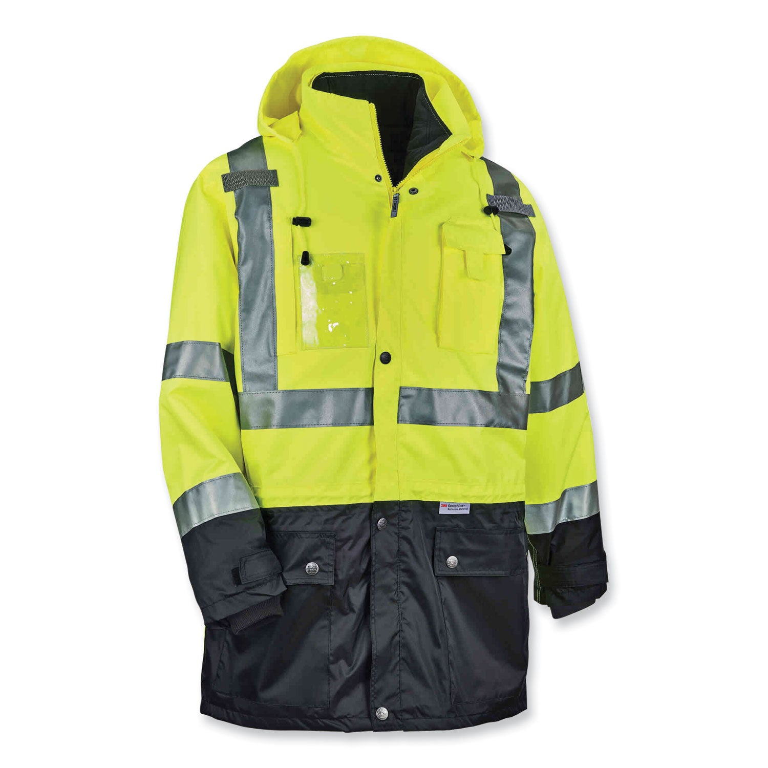 Ergodyne 8388 Type R Class 3/2 Thermal Jacket Kit, Large, Lime, 300D Oxford Polyester, Thinsulate, Zipper Closure, Reflective, Weather Proof, Inset Hood, Multiple Pockets, Badge Holder, 1 Each