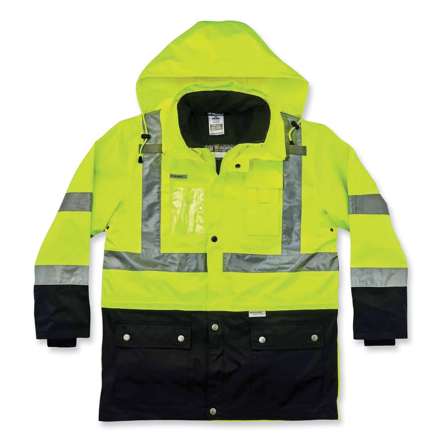 Ergodyne 8388 Type R Class 3/2 Thermal Jacket Kit, 3X-Large, Lime, 300D Oxford Polyester, Thinsulate, Zipper Closure, Reflective, Weather Proof, Inset Hood, Multiple Pockets, 1 Each