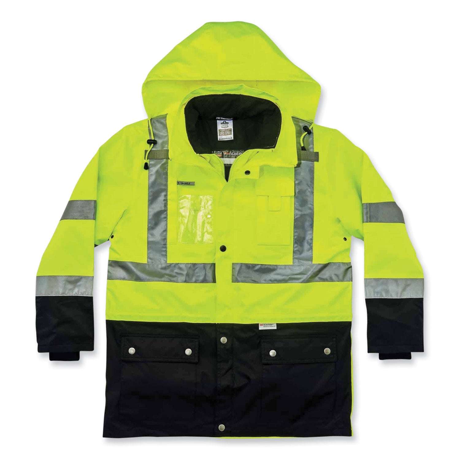 Ergodyne 8388 Type R Class 3/2 Thermal Jacket Kit, 4-Xtra Large, Lime, Polyurethane/300D Oxford Polyester/Thinsulate, Zipper Closure, Reflective, Breathable, Weather Proof, Multiple Pockets, Inset Hood, 1 Each