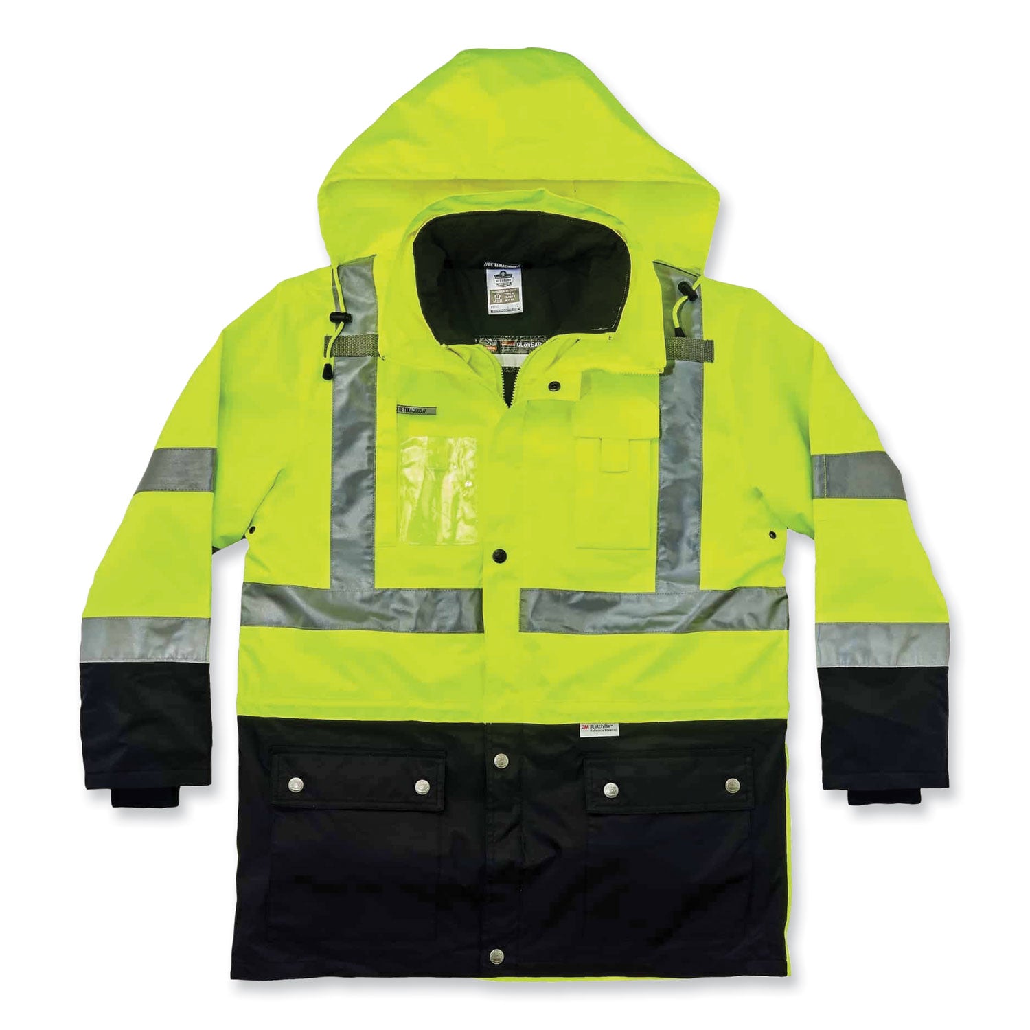 Ergodyne 8388 Type R Class 3/2 Thermal Jacket Kit, 5-Xtra Large, Lime, Polyurethane/300D Oxford Polyester/Thinsulate, Zipper Closure, Reflective, Weather Proof, Inset Hood, Multiple Pockets, 1 Each