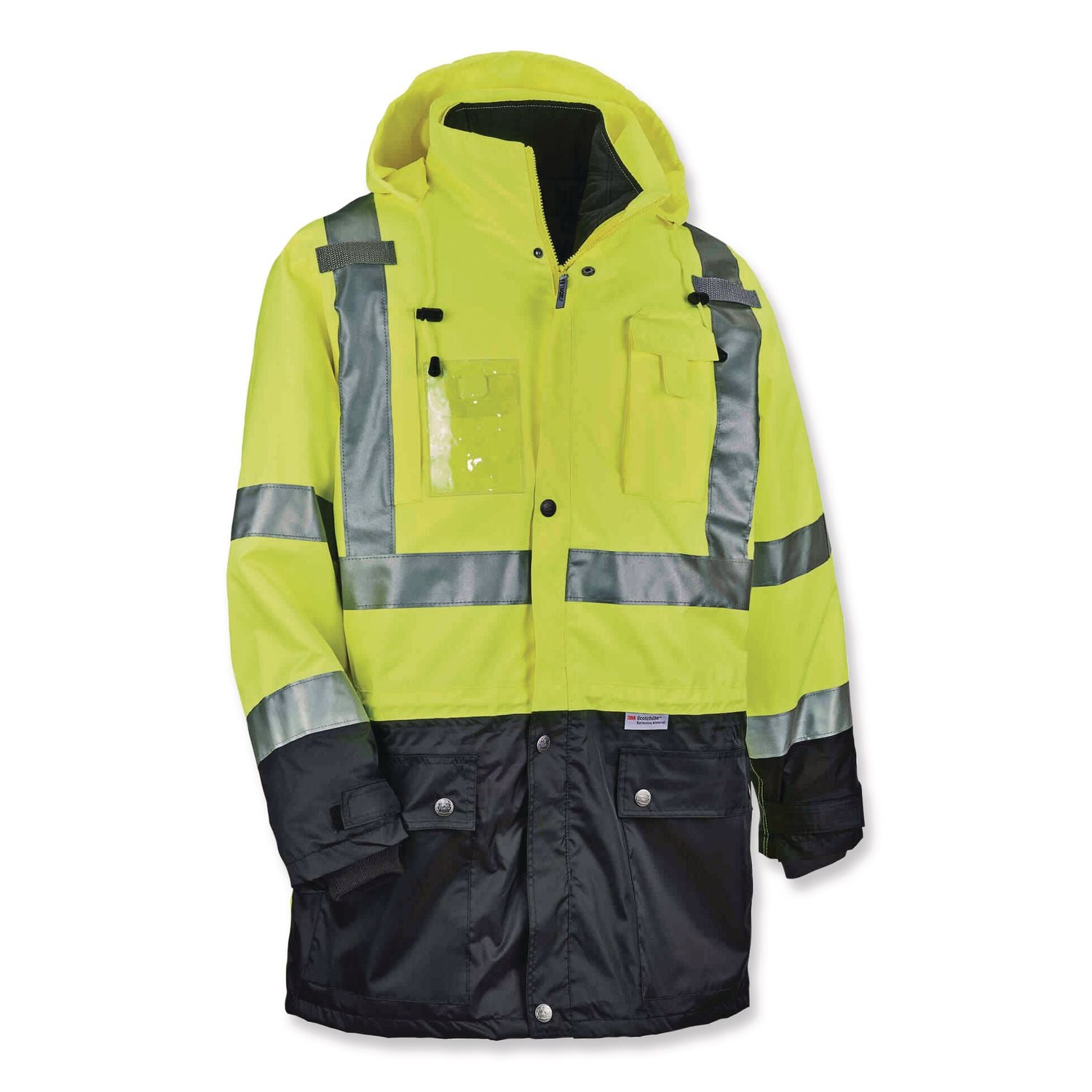 Ergodyne 8388 Type R Class 3/2 Thermal Jacket Kit, 5-Xtra Large, Lime, Polyurethane/300D Oxford Polyester/Thinsulate, Zipper Closure, Reflective, Weather Proof, Inset Hood, Multiple Pockets, 1 Each