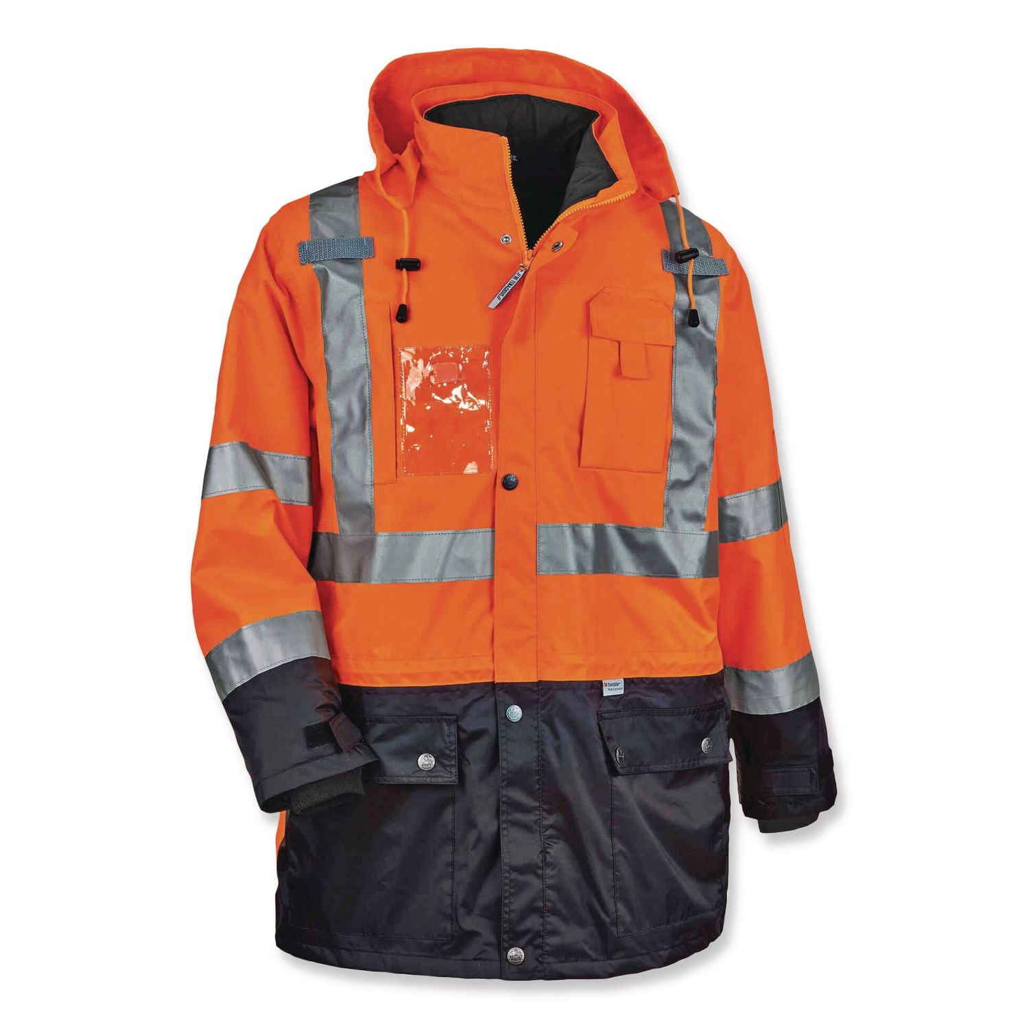 Ergodyne 8388 Type R Class 3/2 Thermal Jacket Kit, Small, Orange, 300D Oxford Polyester, Thinsulate, Zipper Closure, Reflective, Weather Proof, Inset Hood, Multiple Pockets, Badge Holder, 1 Each