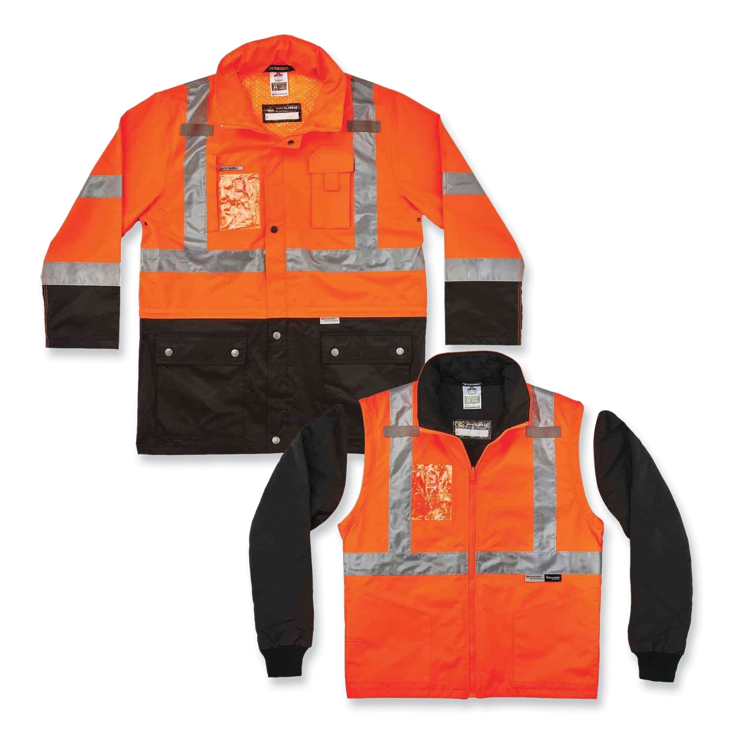 Ergodyne 8388 Type R Class 3/2 Thermal Jacket Kit, Extra Large, Orange, 300D Oxford Polyester, Thinsulate, Zipper Closure, Reflective, Weather Proof, Inset Hood, Multiple Pockets, 1 Each