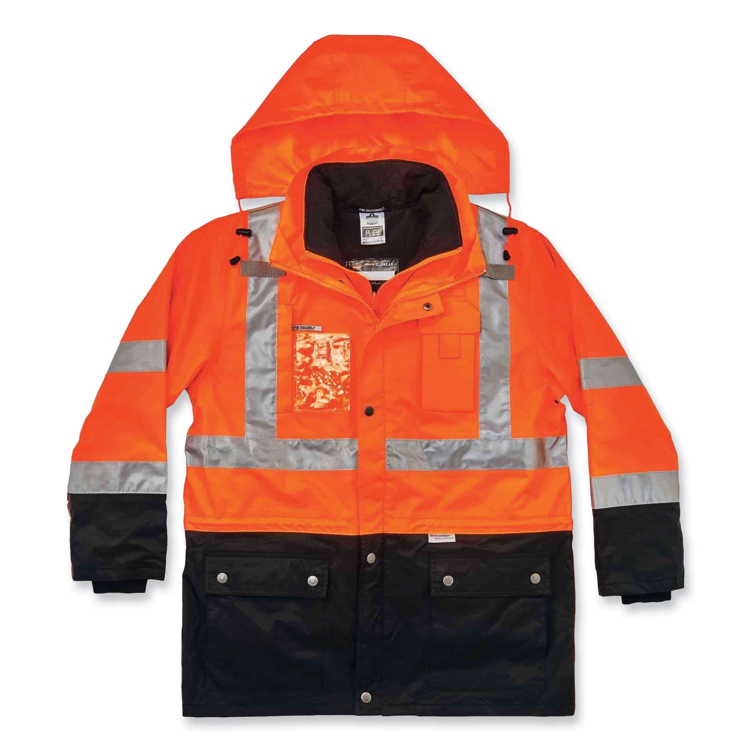 Ergodyne 8388 Type R Class 3/2 Thermal Jacket Kit, 2-Xtra Large, Orange, Zipper Closure, Polyurethane/300D Oxford Polyester/Thinsulate, Reflective, Weather Proof, Inset Hood, Multiple Pockets, 1 Each
