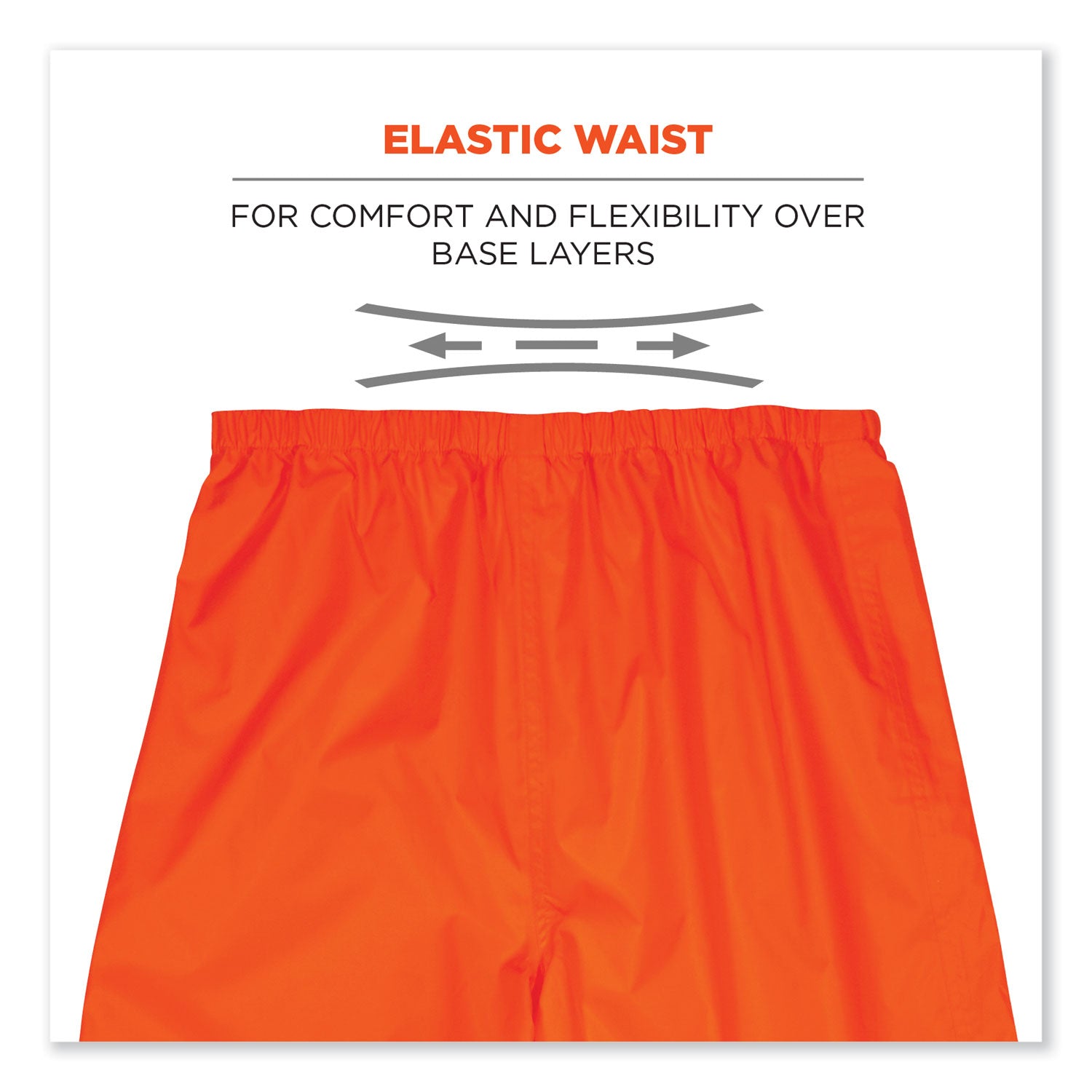 Ergodyne 8916 Lightweight Hi-Vis Rain Pants - Class E - For Rain Protection - Small (S) Size - Orange - Polyurethane, 150D Oxford Polyester