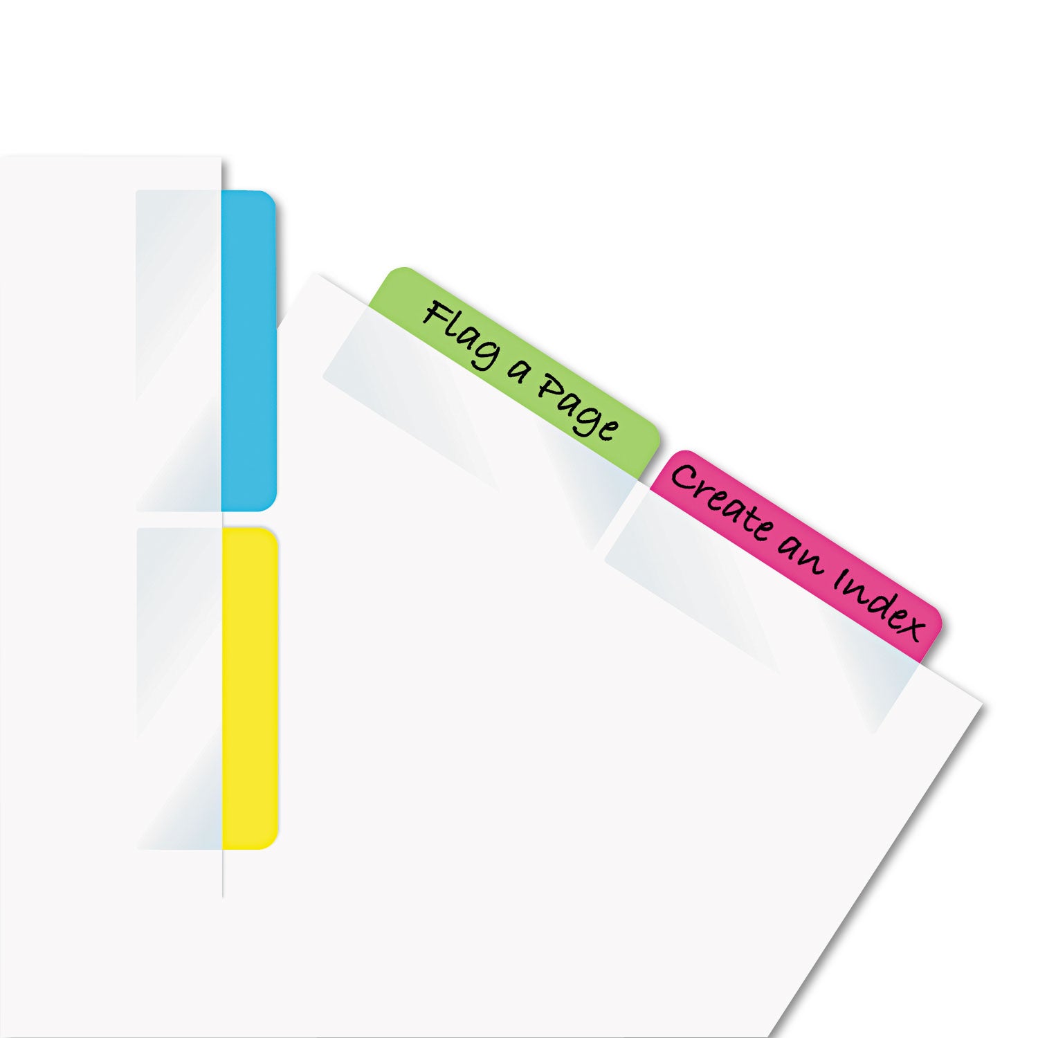 12 x Blue, 12 x Yellow, 12 x Magenta, 12 x Green - 2" Flag/Note Width x 11/16" Flag/Note Length - Rectangle - Assorted - Plastic - Removable, Self-adhesive - 1 Pack